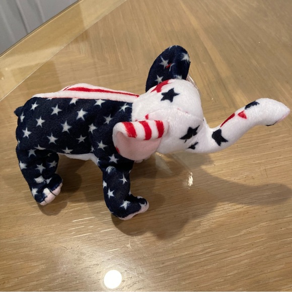 NWT Vintage “Righty 2000” Beanie Baby.Date of birth 7/4/2000. Plastic tag holder - Picture 2 of 16